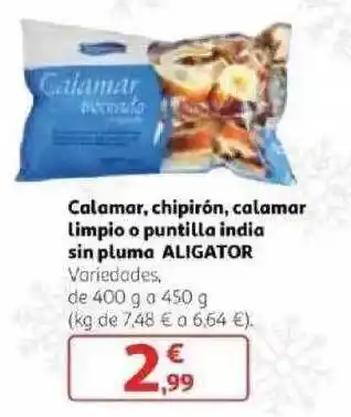 Alcampo Calamar Chipirón Calamar Limpio O Puntilla India Sin Pluma Aligator oferta