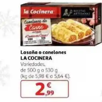 Alcampo La Cocinera Lasaña O Canelones 500g oferta