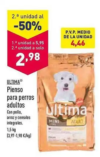 ALDI 2.a Unidad Al -50% Ultima Pienso Para Perros Adultos oferta