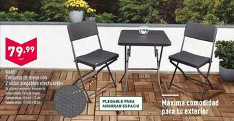 ALDI Belavi Conjunto De Mesa Con 2 Sillas Plegables Efecto Ratán oferta