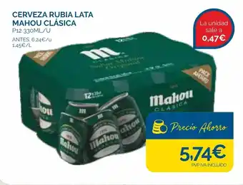 Supermercados La Despensa Cerveza Rubia Lata Mahou Clásica P12 330 ml/u oferta