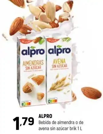 Coviran Alpro Bebida de almendra o de avena sin azúcar brik 1L oferta