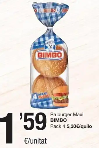 SPAR Bimbo Pa burger Maxi pack 4 oferta