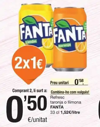 SPAR Fanta Refresco taronja o llimona 33cl oferta