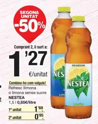 SPAR Nestea Refresc llimona o limona sense sucre 1.5L oferta