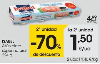 Eroski Isabel atún claro súper natural oferta