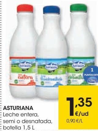 Eroski Asturiana leche entera, semi o desnatada oferta