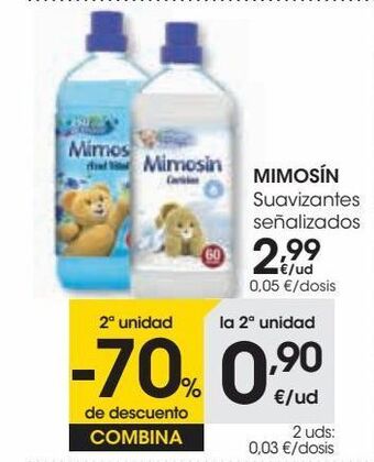 Eroski Mimosín suavizantes señalizados oferta