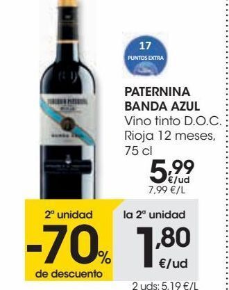 Eroski Paternina banda azul vino tinto d.o.c. rioja 12 meses oferta
