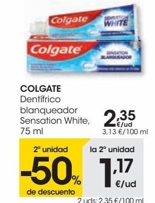 Eroski Colgate dentífrico blanqueador sensation white oferta