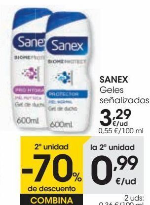 Eroski Sanex geles señalizados oferta