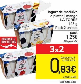 Carrefour Iogurt de maduixa o plàtan i mango la torre oferta