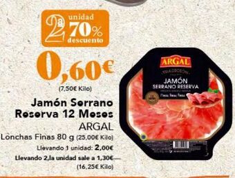 Gadis Jamón serrano reserva 12 meses argal oferta