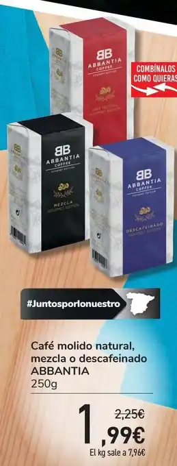 Carrefour Café molido natural, mezcla o descafeinado abbantia oferta