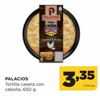 Alimerka Palacios Tortilla Casera Con Cebolla, 650 g. oferta