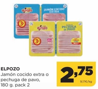 Alimerka Elpozo Jamón Cocido Extra o Pechuga de Pavo, 180 g. Pack 2 oferta