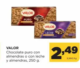 Alimerka Valor Chocolate puro con almendras o con leche y almendras 250g oferta