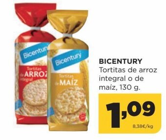 Alimerka Bicentury Tortitas de arroz integral o de maiz 130 g oferta