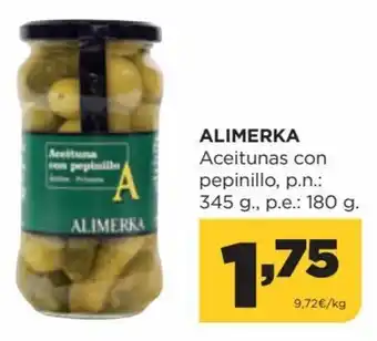 Alimerka Alimerka Aceitunas con pepinillo 345g oferta
