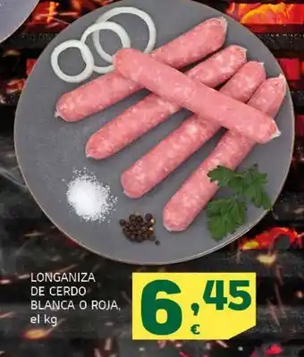 HiperDino Longaniza de cerdo blanca o roja, el kg oferta
