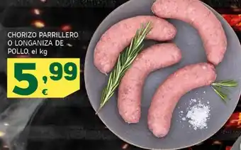 HiperDino Chorizo parrillero o longaniza de pollo, el kg oferta