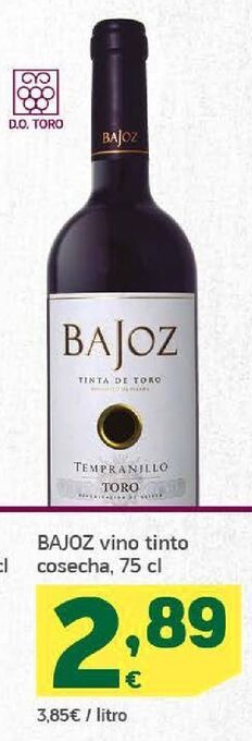 HiperDino Bajoz vino tinto cosecha, 75 cl oferta