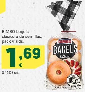 HiperDino Bimbo bagels clásico o de semillas, pack 4 uds. oferta