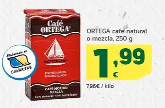 HiperDino Ortega cafe natural o mezcla, 250 g oferta