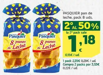 HiperDino Pasquier pan de leche, pack 8 uds. oferta
