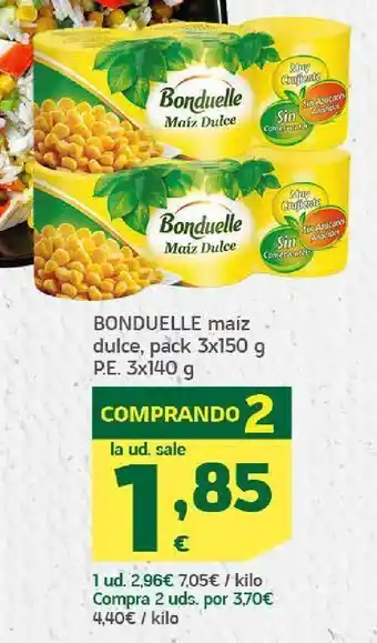 HiperDino Bonduelle maíz dulce, pack 3x150 oferta