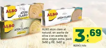 HiperDino Albo atún claro al natural, en aceite de oliva o aceite de oliva virgen extra, pack 3x92 g oferta