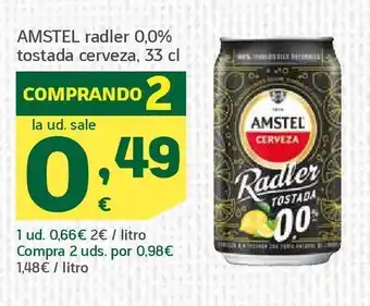 HiperDino Amstel radler 0,0% tostada cerveza, 33 cl oferta