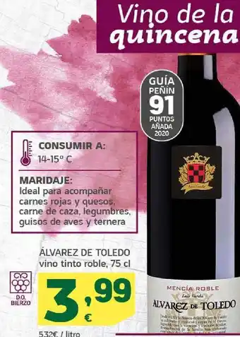 HiperDino Álvarez de toledo vino tinto roble, 75 cl oferta