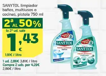 HiperDino Sanytol limpiador baños, multiusos o cocinas, pistola 750 ml oferta