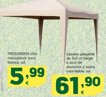 HiperDino Gazebo plegable de 3x3 m beige o azul de aluminio y acero inoxidable, ud. oferta