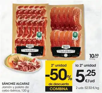 Eroski Sánchez alcaraz jamón y paleta de cebo ibérica oferta