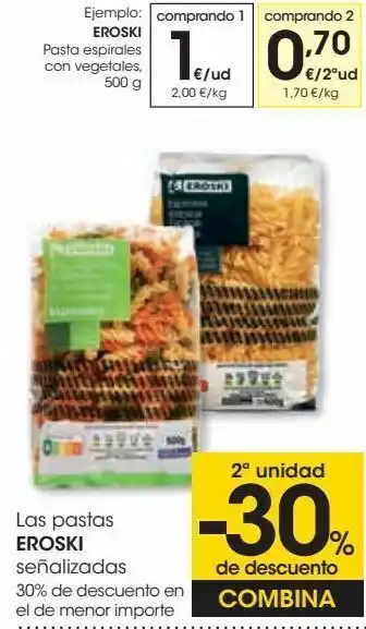 Eroski Las pastas eroski señalizadas oferta