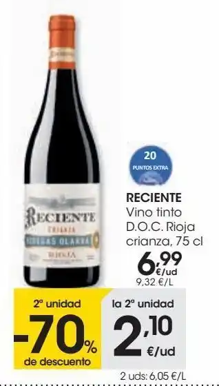 Eroski Reciente vino tinto d.o.c. rioja crianza oferta
