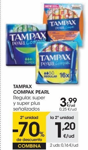 Eroski Tampax compak pearl oferta