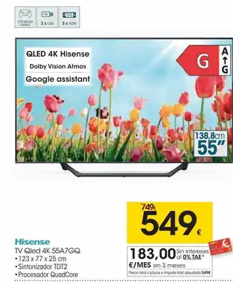 Eroski Hisense tv qled 4k oferta