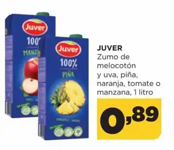 Alimerka Juver Zumo de Melocotón y Uva, Piña, Naranja, Tomate o Manzana, 1 Litro oferta
