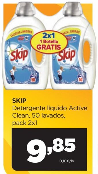 Alimerka Skip Detergente Líquido Active Clean, 50 Lavados, Pack 2x1 oferta