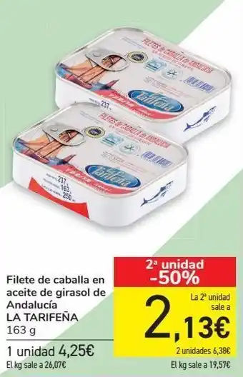 Carrefour Filete de caballa en aceite de girasol de andalucía la tarifeña oferta