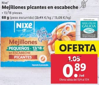 Lidl Mejillones en escabeche nixe oferta