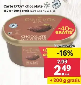 Lidl Tarrina de helado carte d'or oferta