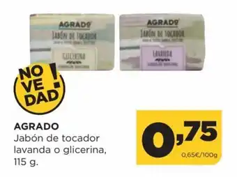 Alimerka Agrado Jabón de Tocador Lavanda o Glicerina, 115 g. oferta