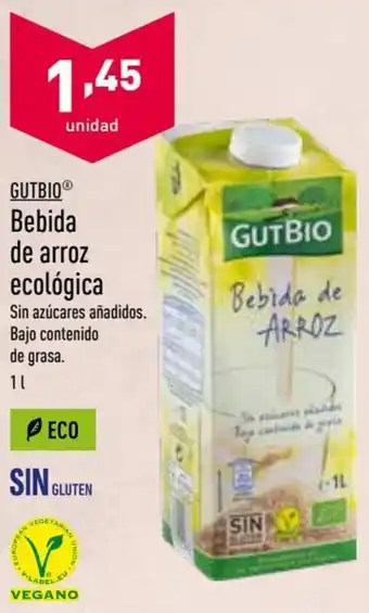 ALDI GutBio® Bebida de Arroz Ecológica 1 L oferta