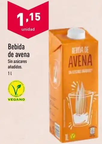 ALDI Bebida de Avena Sin Azúcares Añadidos 1L oferta