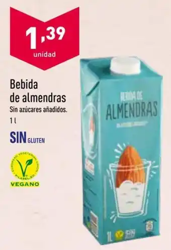 ALDI Bebida de Almendras Sin Azúcares Añadidos 1 L oferta