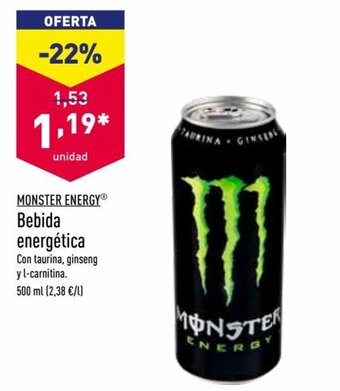 ALDI Monster Energy® Bebida Energética 500 ml oferta